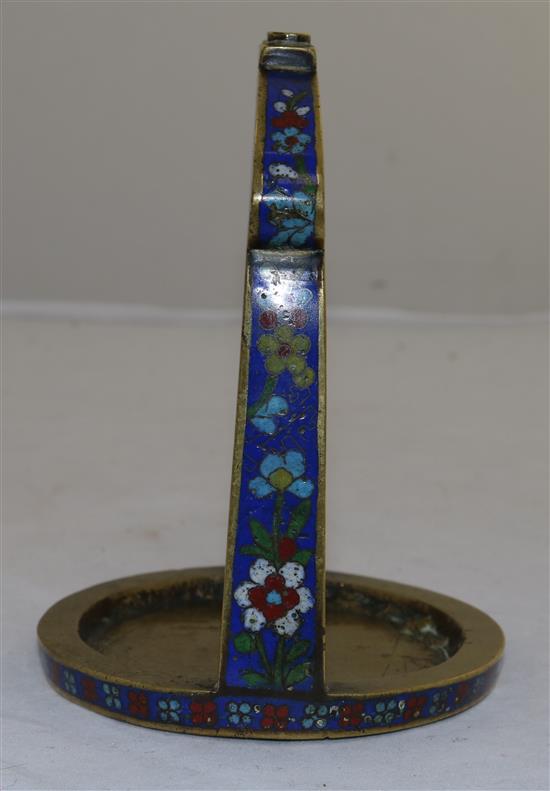 A Chinese bronze and cloisonné enamel stirrup, 19th century, height 14.5cm